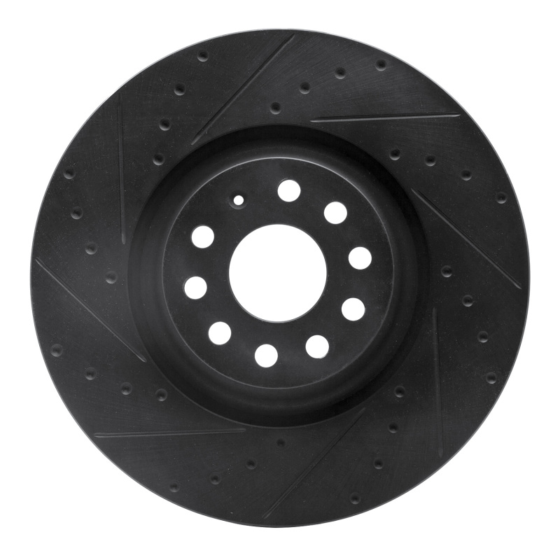 Volkswagen GTI Brake Rotor (1) - Front Left - R1 Concepts - Drilled & Slotted - Black - `22-`27 Volkswagen GTI Brake Rotor (1) - Front Left - R1 Concepts - Drilled & Slotted - Black - `22-`27